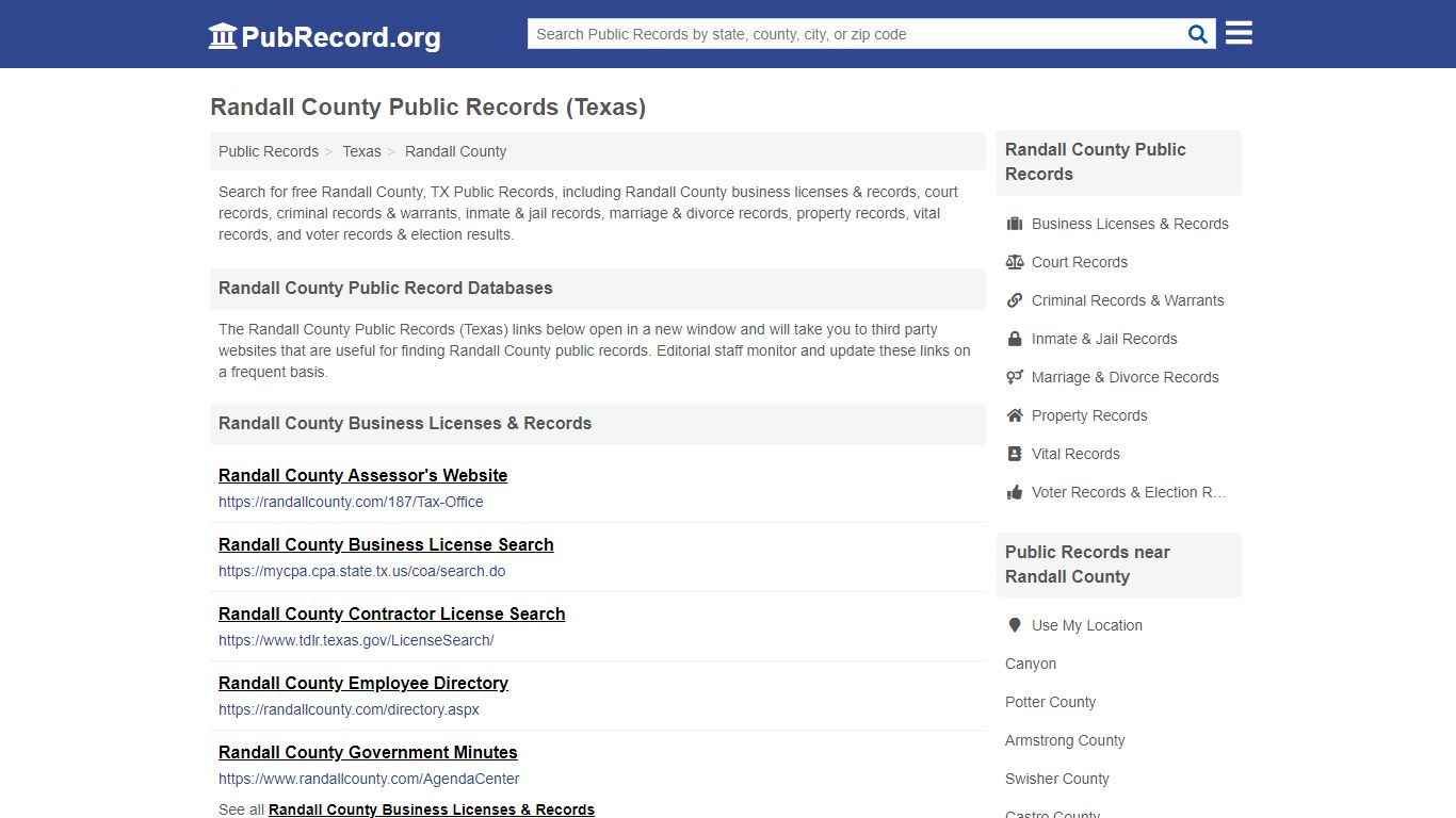 Free Randall County Public Records (Texas Public Records) - PubRecord.org